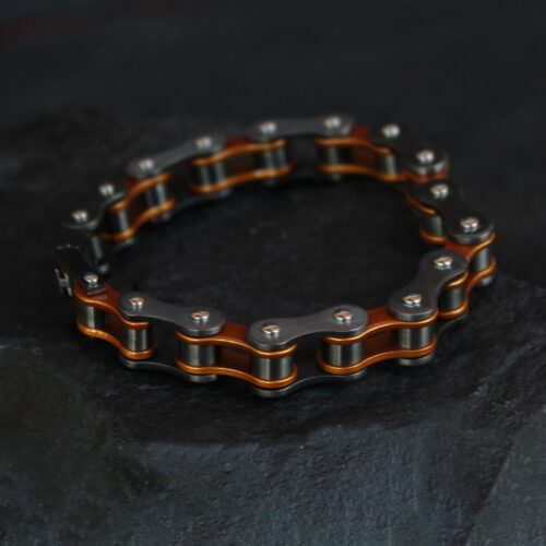 Bike Chain Bracelet - Black/Orange